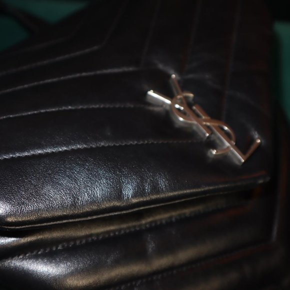 Saint Laurent Calfskin Y Quilted Monogram Medium Loulou Backpack Asphalt - Picture 15 of 16